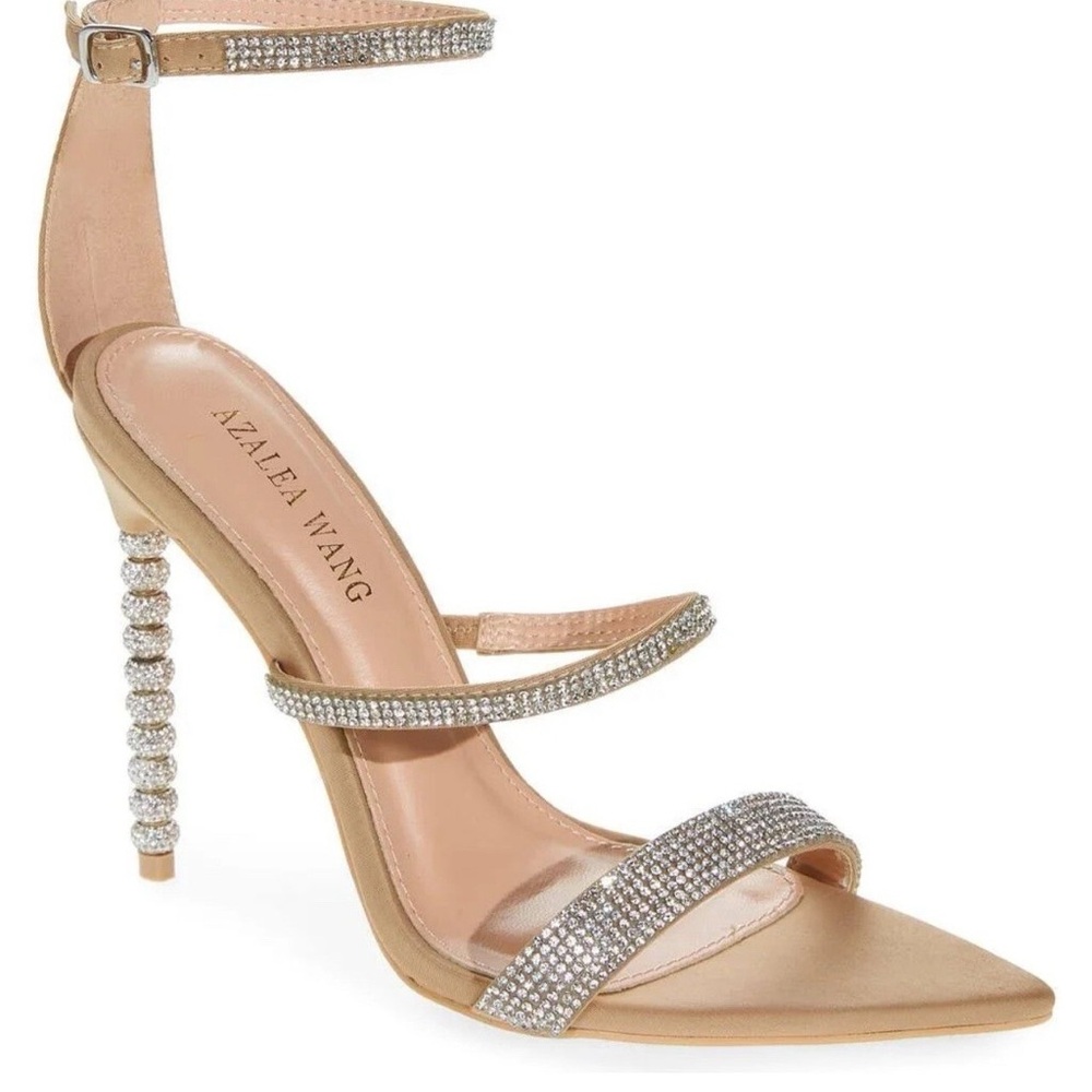 Tan Crystal Embellished Heels